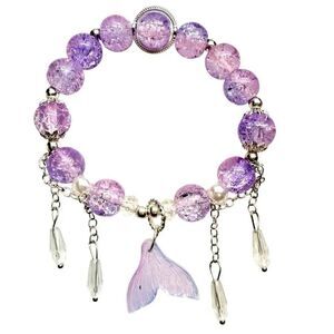 NWOT Etsy Love and Deepspace Rafayel Mermaid Tail Charm Purple Stretch Bracelet